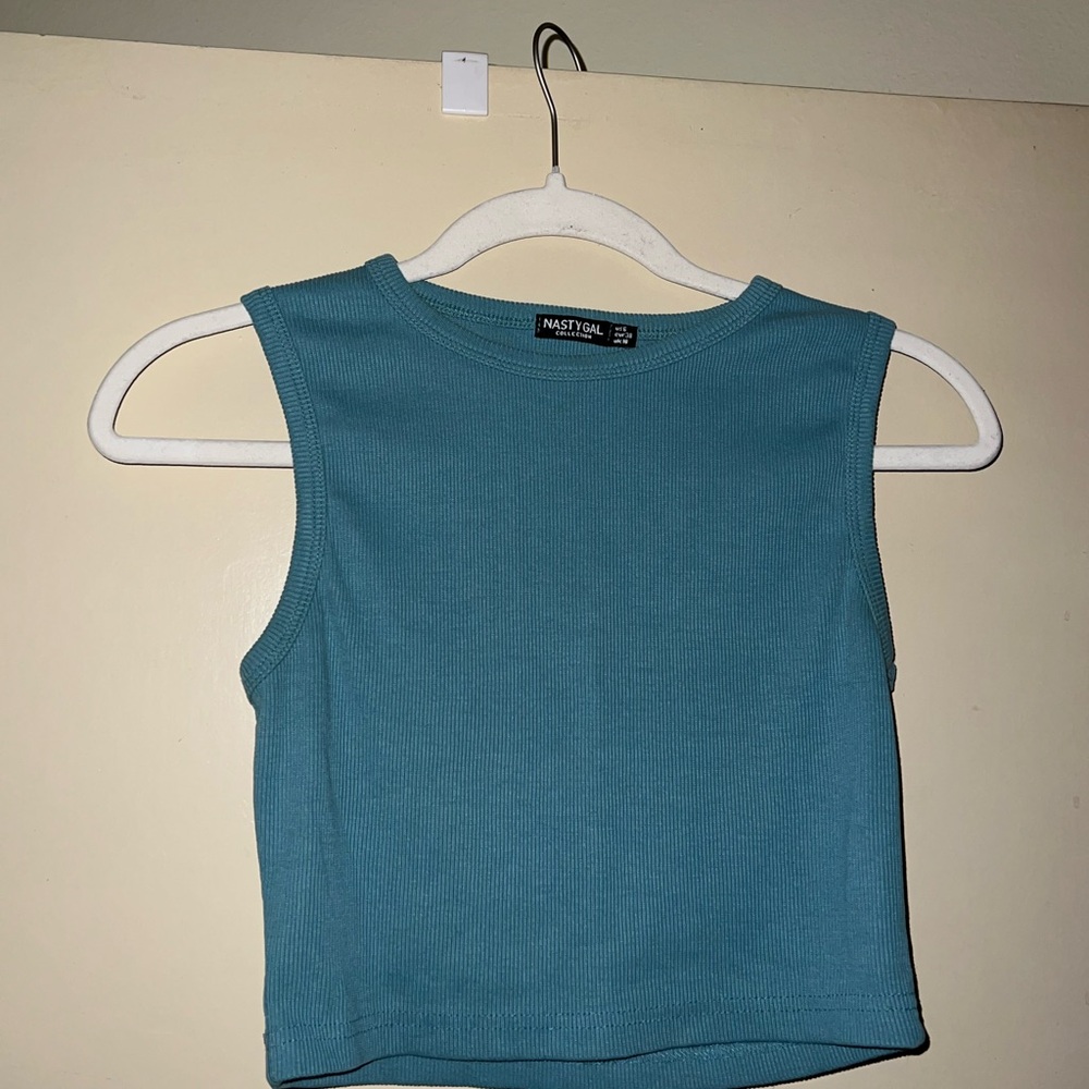 Nasty Gal Blue Sleeveless Crop Tank Top